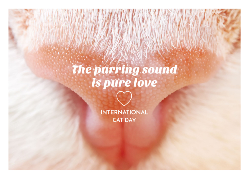 International Cat Day With Adorable Cat's Nose Postcard 5x7in Tasarım Şablonu