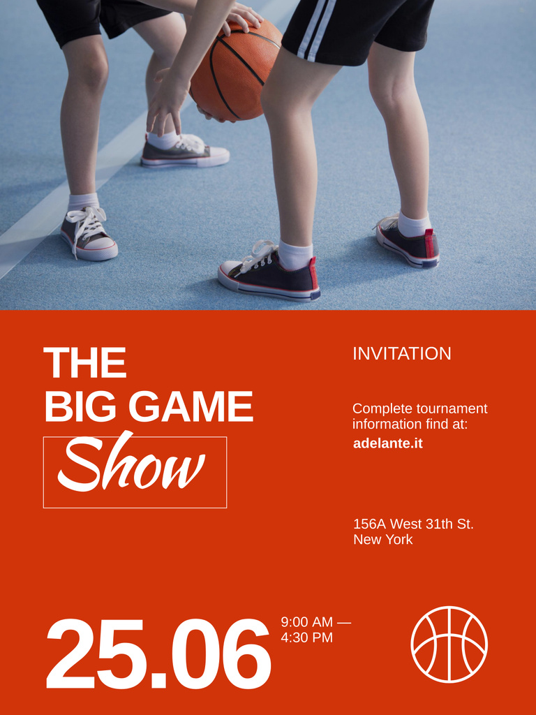 Template di design Thrilling Basketball Tournament Announcement In Orange Poster 36x48in