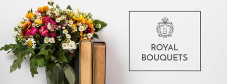 Cute Flower Bouquet with Old Books Facebook cover Design Template