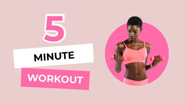Woman performing 5 minute Workout Youtube Thumbnail Design Template