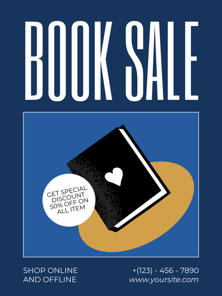 Books Special Sale Announcement with Illustration Poster US Πρότυπο σχεδίασης