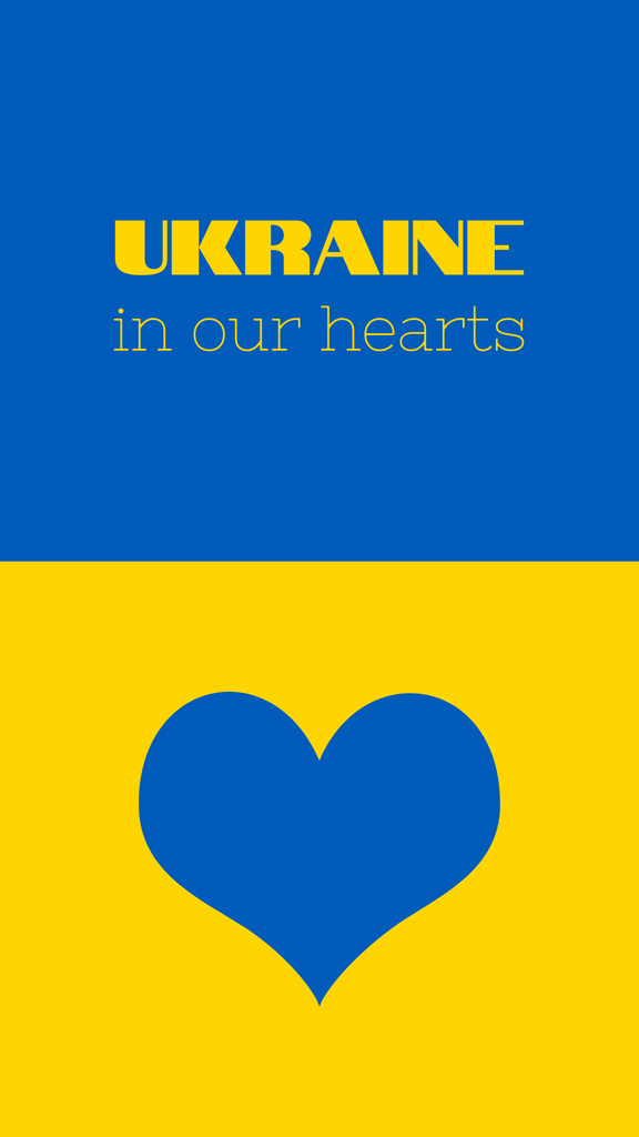 Designvorlage Ukraine in our Hearts für Instagram Story