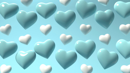 Dia dos Namorados com padrão de corações azuis Zoom Background Modelo de Design