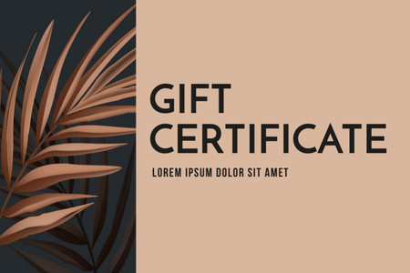 Gift Card Offer with Plant Leaf Gift Certificate Design Template