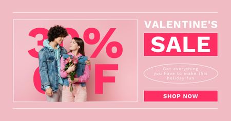 Valentine's Day Sale with Love in the Air Facebook AD Design Template