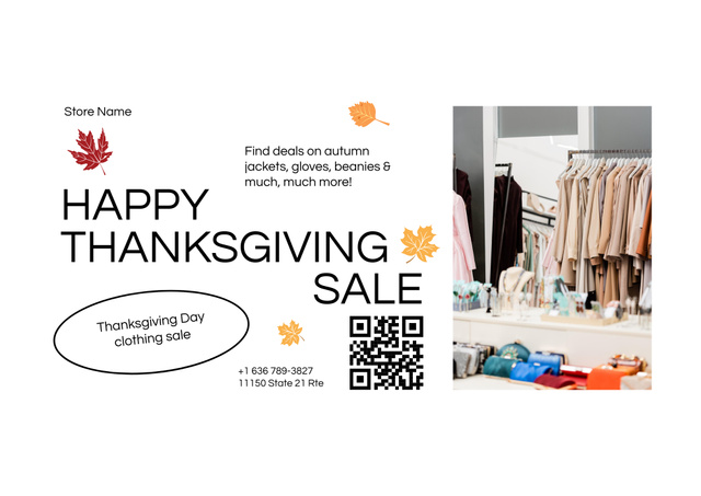 Thanksgiving Holiday Sale Announcement with Clothes Poster B2 Horizontal Design Template