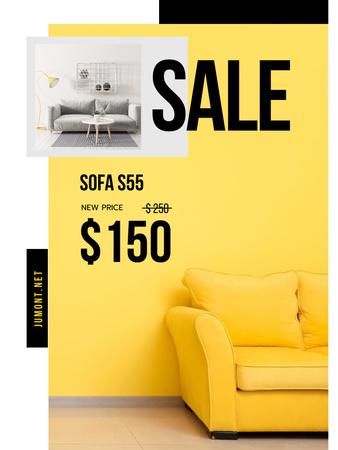 Yellow Sofa Sale Poster US Design Template