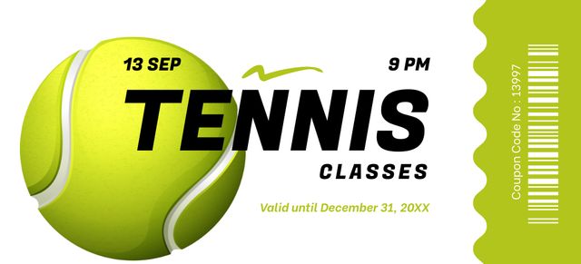 Ontwerpsjabloon van Coupon 3.75x8.25in van Tennis Game Classes Offer