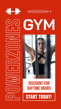 Designvorlage Professional Gym With Equipment and Discount For Hours für Instagram Video Story