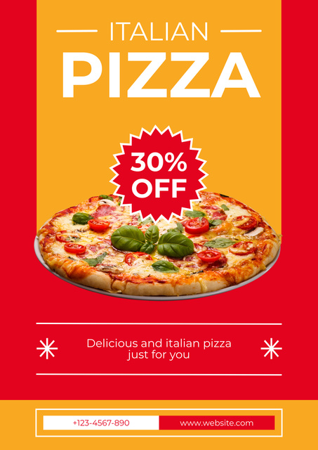 Discount on Italian Pizza with Crispy Crust Poster Design Template