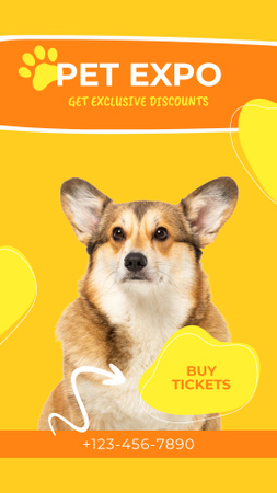 Local Pet Expo Alert on Yellow Instagram Story Design Template