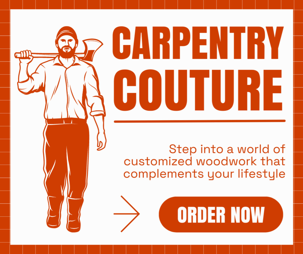 Custom-made Carpentry Service And Woodwork With Axe Facebook Tasarım Şablonu
