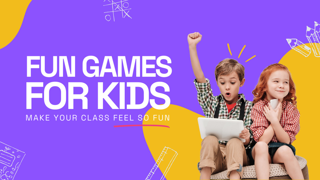 Designvorlage Fun Games for Kids für Youtube Thumbnail