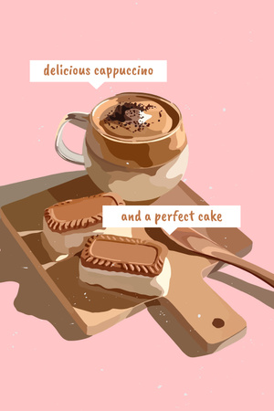 Designvorlage Illustration of Latte and Cookies für Pinterest