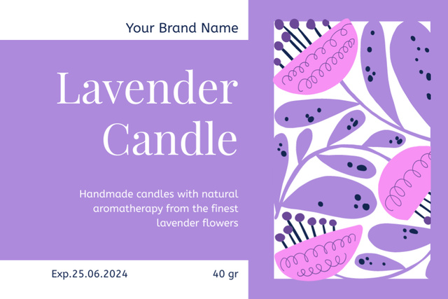Artisanal Lavender Candle For Aromatherapy Label Modelo de Design