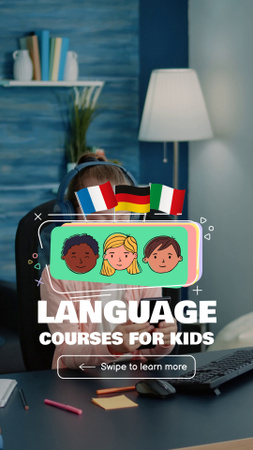 Designvorlage Language Courses For Kids Announcement für TikTok Video