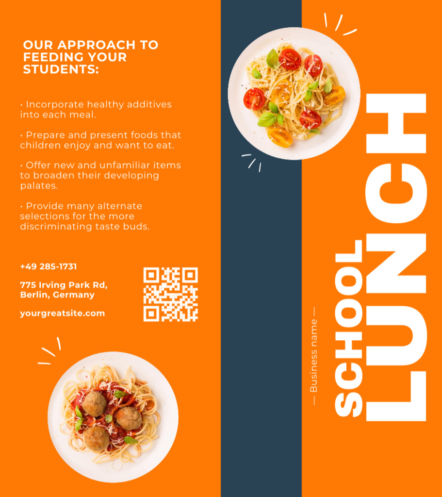 Offer of Healthy School Lunch Brochure 9x8in Bi-fold Design Template