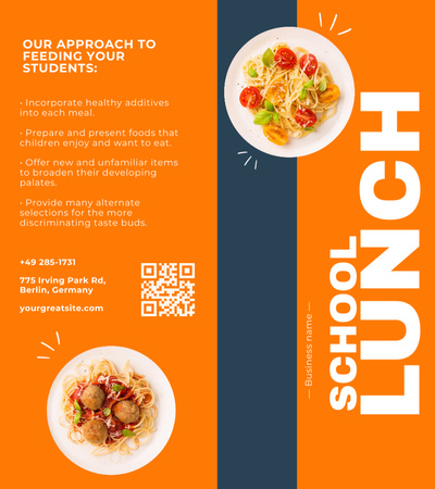 Delicious School Lunch Brochure 9x8in Bi-fold Tasarım Şablonu