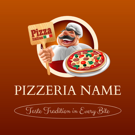 Tasteful Pizza In Italian Pizzeria From Chef Animated Logo Design Template