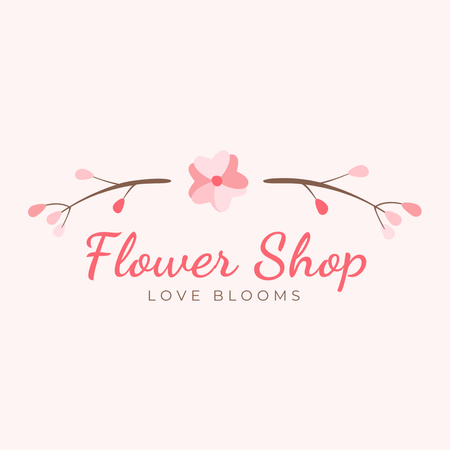 Flower Shop Ad with Tender Pink Flowers Logo – шаблон для дизайну