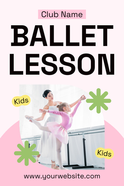 Designvorlage Offer of Lesson in Ballet Club für Pinterest