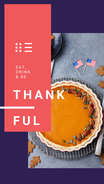 Thanksgiving with Baked pumpkin pie Instagram Story Design Template