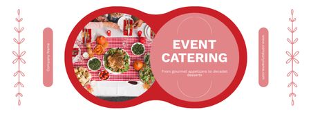 Designvorlage Werbung für Event-Catering-Dienste mit Gerichten auf dem festlichen Tisch für Facebook cover