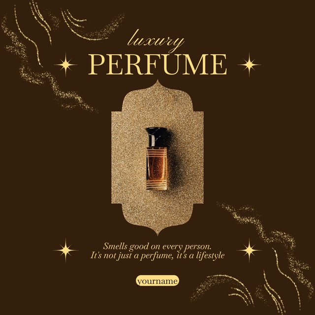 Luxury Fragrance Ad with Golden Glitter Instagram Design Template