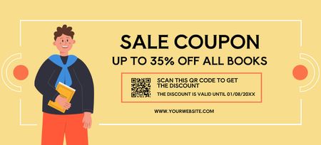 Books Sale Voucher Coupon 3.75x8.25in Design Template