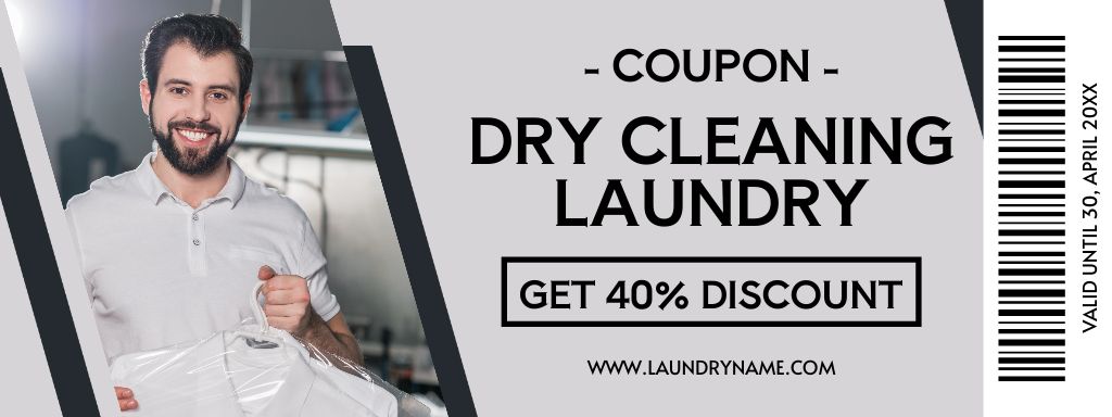 Services of Dry Cleaning and Laundry Coupon Modelo de Design