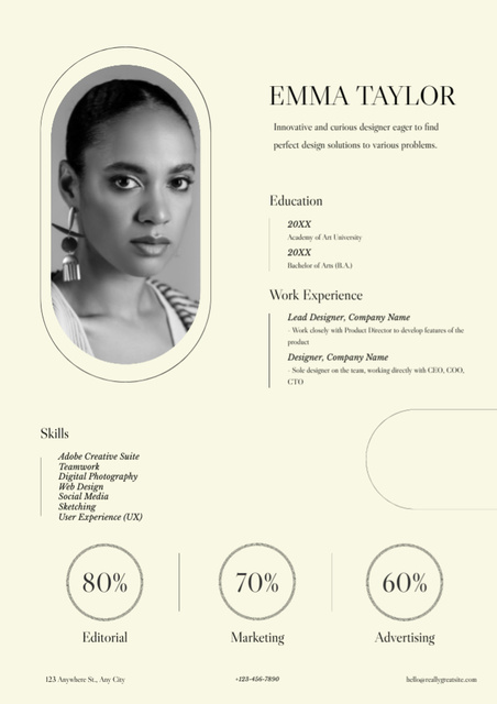 Template di design Working Experience in Digital Marketing Agency Resume