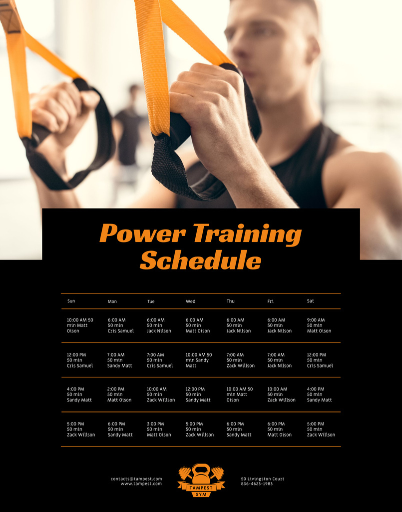 Gym Strength Training Planning for Men Poster 22x28in Modelo de Design