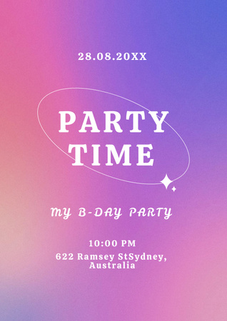 Party Invitation on Purple Poster Design Template