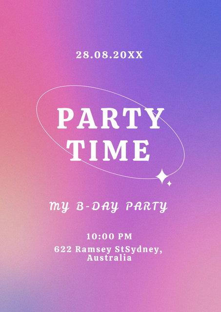 Party Invitation on Purple Poster Πρότυπο σχεδίασης