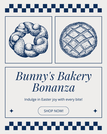 Easter Bakery Offer with Creative Sketches Instagram Post Vertical Design Template