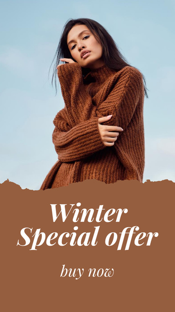 Designvorlage Winter Special Offer with Stylish Girl für Instagram Story