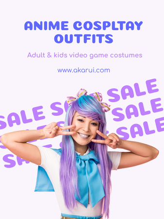 Designvorlage Junge Frau im Anime-Cosplay-Outfit für Poster US
