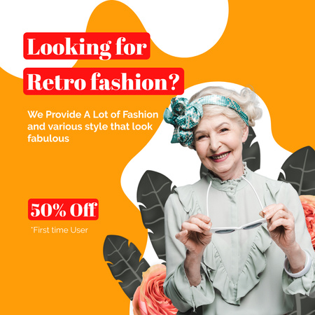 Senior lady on retro fashion sale Instagram AD Design Template