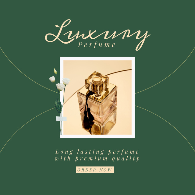 Platilla de diseño Luxury Perfume in Green Frame Instagram
