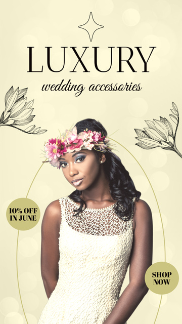 Floral Wedding Accessories With Discount Instagram Video Story Design Template
