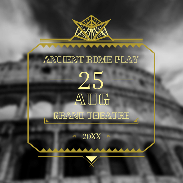 Theater invitation with ancient Coliseum Instagram AD Design Template