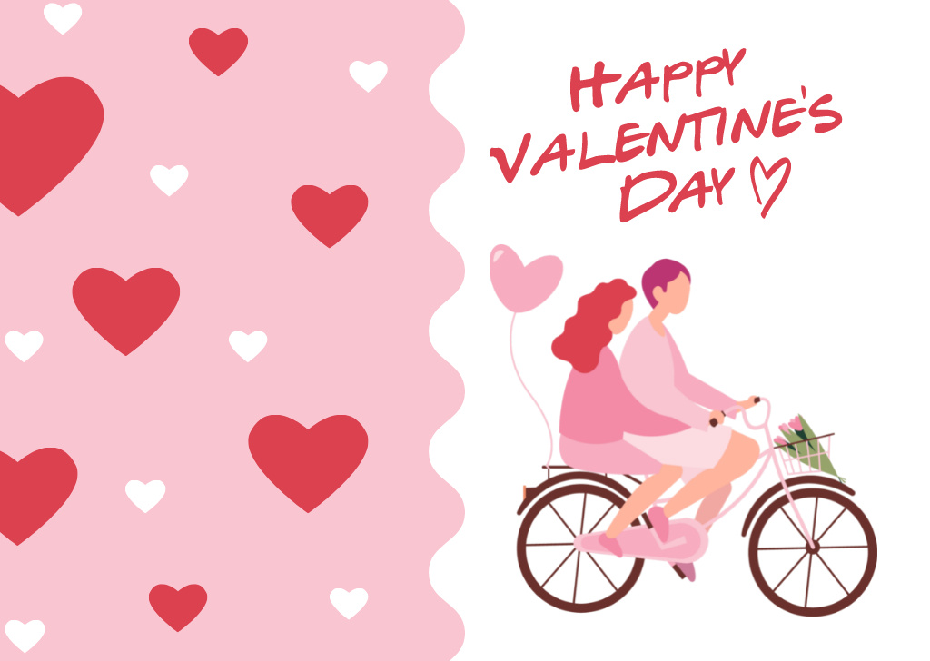 Happy Valentine's Day Greetings with Hearts Card Tasarım Şablonu