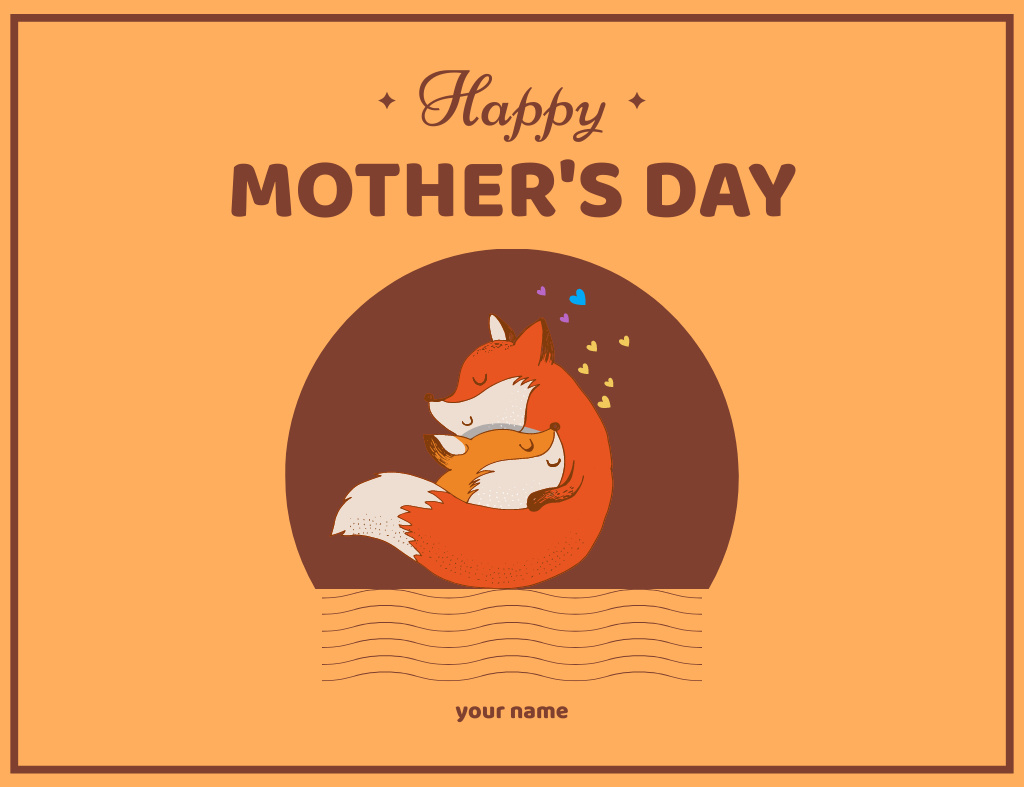 Modèle de visuel Cute Foxes Hug - Thank You Card 5.5x4in Horizontal