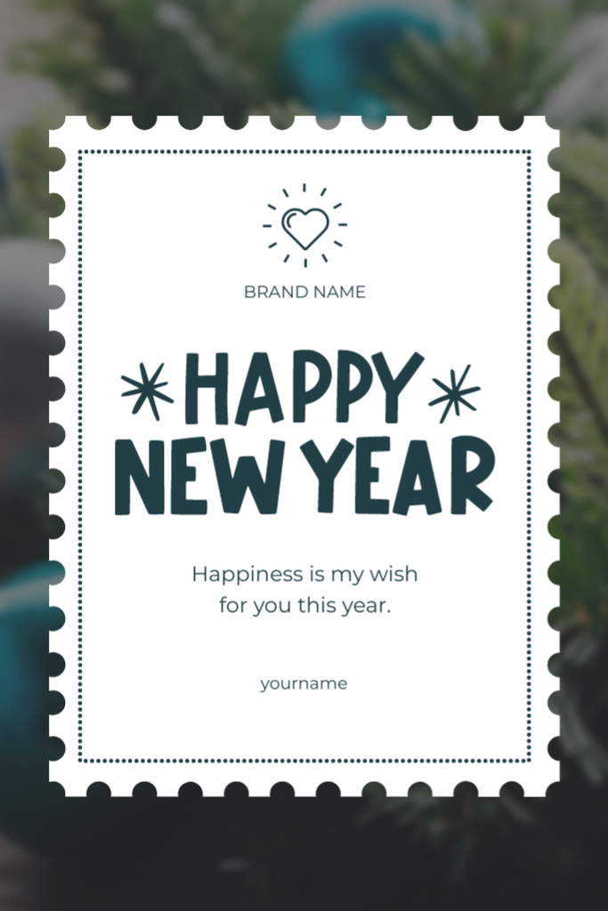 New Year Minimalistic Greeting Postcard 4x6in Vertical Design Template