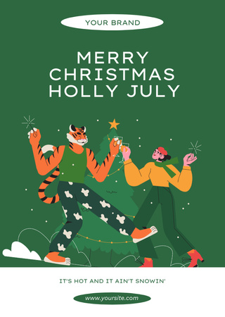 Christmas Celebration in July with Yong Girl and Tiger Dancing Flyer A6 Modelo de Design