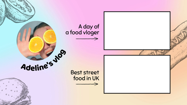 Plantilla de diseño de Food Vlogger With Video Episodes About Street Food YouTube outro 