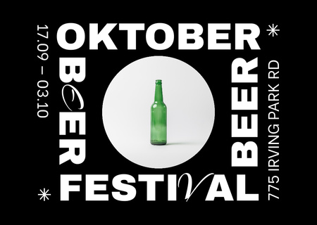 Oktoberfest Celebration Announcement with Beer Bottle Card Design Template
