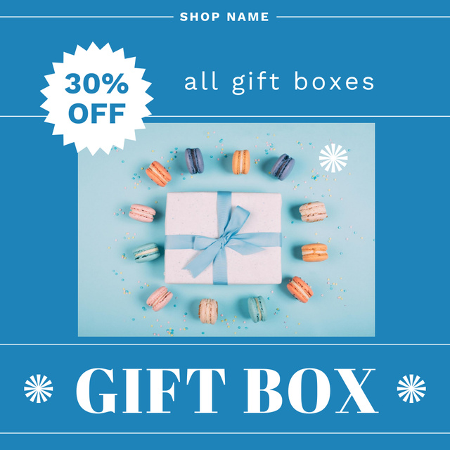 Designvorlage All Gift Boxes Discount Blue für Instagram