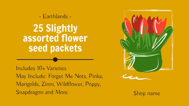 Flower Seeds Sale Offer Label 3.5x2in Design Template