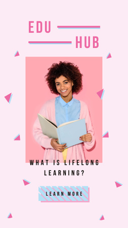 Young woman reading book Instagram Story Design Template